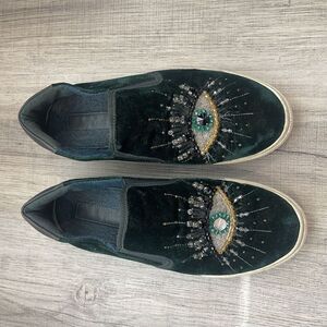 Kurt Geiger London Women's Laney Eye Velvet Platform Sneakers 9.5 US